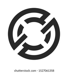 Abstract decorative round element. Circle geometrical ornament.
