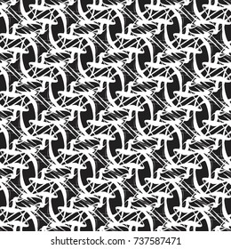Abstract decorative seamless background. Black and white contrast texture.
Vector seamless pattern. Oriental motif. 
Print template. Creative ornament design.
