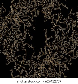 Abstract decorative seamless background. Golden splashes on black water.
Vector. Oriental motif. 
