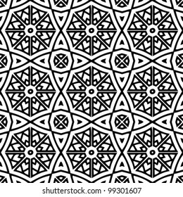 Abstract decorative seamless black and white pattern background vector illustration