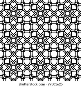 Abstract decorative seamless black and white pattern background vector illustration