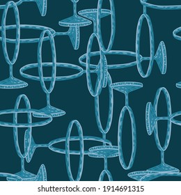 Abstract decorative seamless pattern in blue colors with circus ring ornament. Hand drawn backdrop. Stock illustration. Vector design for textile, fabric, giftwrap, wallpapers.