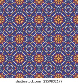 Resumen de un patrón impecable decorativo con líneas coloridas. El fondo cuadrado se puede utilizar para textiles, tela, almohada, chal y baldosas. Vector.	