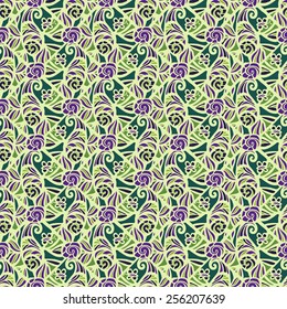 Abstract decorative seamless pattern with curled elements