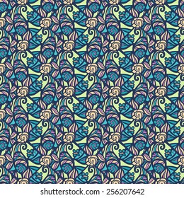 Abstract decorative seamless pattern with curled elements