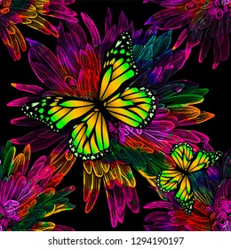 Abstract decorative seamless pattern with flowers. Vector