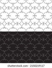Abstract decorative seamless pattern. Hand drawn doodle elements. Modern freehand style, geometrical ornamental vignette grid. Black or white easy editable color background. Vector