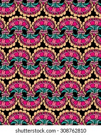 Abstract decorative seamless pattern with hand drawn floral elements