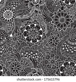 Abstract decorative seamless pattern on black background