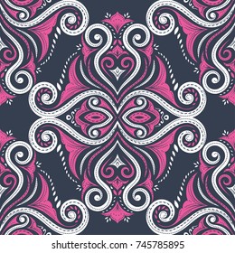 Abstract decorative seamless pattern. Ornament illustration. Floral pattern. Traditional, Arabic, Turkish, Indian motifs. Great for fabric and textile, wallpaper, packaging, or any desired idea.