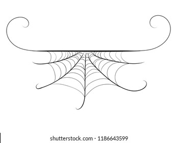 Abstract decorative spider web border illustration, design for Halloween.