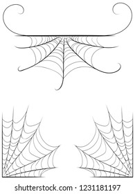 Abstract decorative spider web border illustration, design for Halloween.