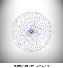 Abstract decorative spirograph circular element. Vector shape.