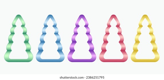 Abstract decorative spruce. Festive Christmas tree made of silk ribbon in different colors. Vector illustration.