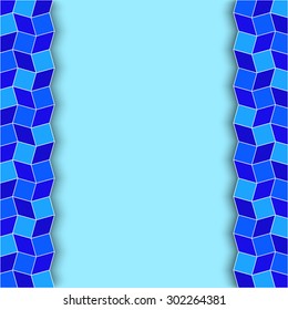Abstract decorative text or photo layout with rhombus and square shapes of blue shades