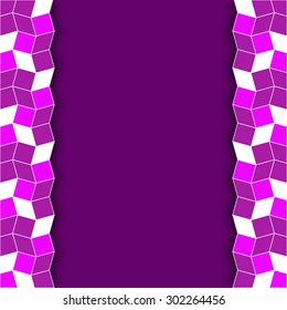 Abstract decorative text or photo template with rhombus and square shapes of violet and white colors