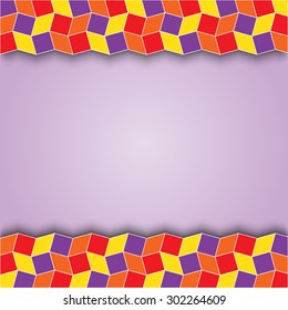 Abstract decorative text or photo template with multicolor borders of rhombus and square shapes