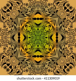 abstract decorative texture patterns elements of geometric figures in the form of a circle on a brown gradient background