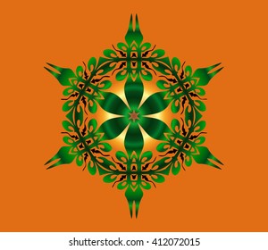 abstract decorative texture patterns elements of geometric figures in the form of a circle on a orange gradient background