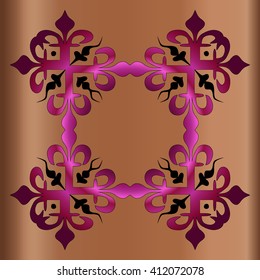 abstract decorative texture patterns elements of geometric figures in the form of a square on a brown gradient background