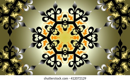 abstract decorative texture patterns elements of geometric figures in the form of a circle on a green gradient background