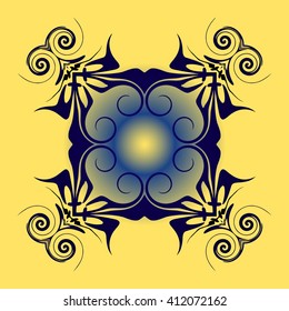 abstract decorative texture patterns elements of geometric figures in the form of a square on a yellow gradient background