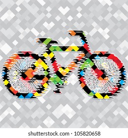 Abstract decorative textured bicycle print design. Vector.