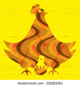 Abstract decorative textured chick. Vector.
