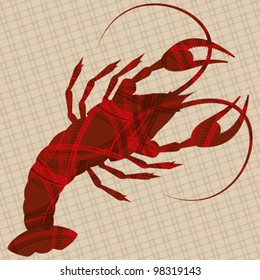 Abstract decorative textured crayfish background. Vector.