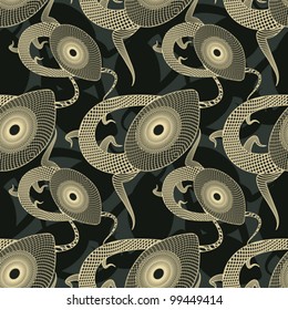Abstract decorative textured lizards. Seamless pattern. Vector.