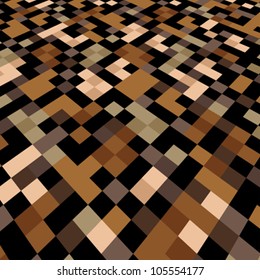 Abstract decorative textured perspective pixels background. Vector.