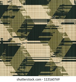 Abstract decorative textured urban geometric illusion print background. Seamless pattern. Vector.