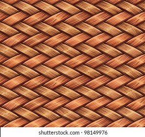 Abstract decorative textured wooden fiber basket weaving background. Seamless pattern. Vector.