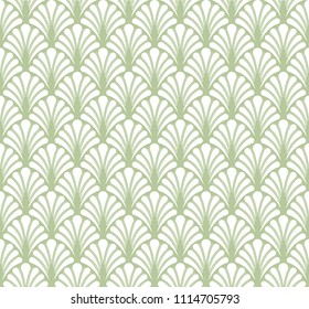 Abstract Decorative Tile. Geometric Green Ginkgo Seamless Pattern. Floral background.