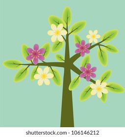 Abstract decorative tree with flowers