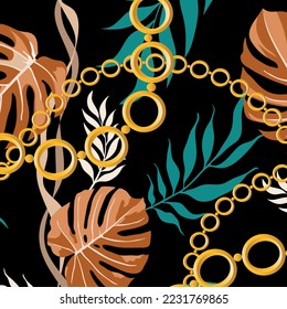 Abstract decorative tropical pattern. Vector Illustration.