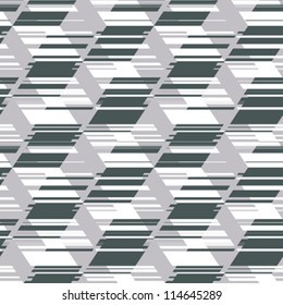 Abstract decorative urban geometric illusion background. Seamless pattern. Vector.