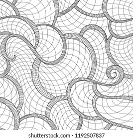 Abstract decorative vector seamless pattern with figured lacy curling lines 