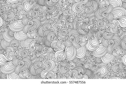 Abstract decorative vector seamless pattern with curling wavy lines. You can use any color of background