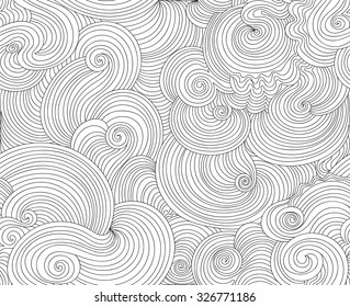 Abstract decorative vector seamless texture with figured wavy lines