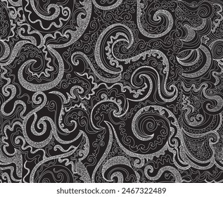 Abstract decorative vector seamless wallpaper with figured lines and elements