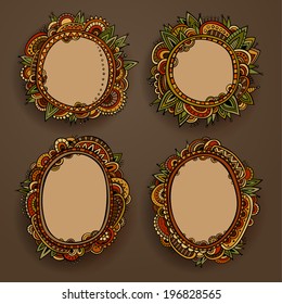 Abstract decorative vector set of ethnic cartoon border for your text