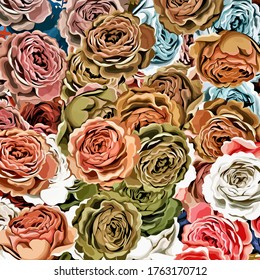 abstract decorative vintage texture, pattern background of large paint smears, computer generated colorful flower decor Design for tapestry, wallpaper,