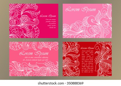 Abstract decorative waves template Set. Vector illustration of abstract doodle pattern for backgrounds, mock ups, greeting card, posters, invitations 