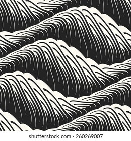 Abstract decorative wavy hills seamless pattern. Vector.