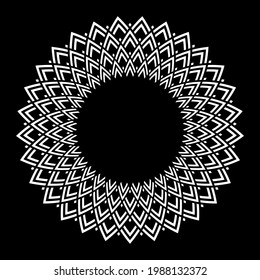 Resumen del patrón decorativo de círculo blanco sobre fondo negro. Arte vectorial.
