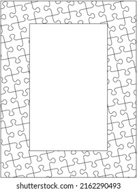Abstract decorative wide frame or border with jigsaw puzzle pattern for writing paper, diary, journal, notebook, etc.
