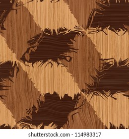 Abstract decorative wooden striped textured geometric  illusion  background. Vector.