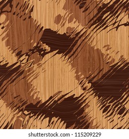 Abstract decorative wooden striped textured geometric illusion background. Seamless pattern. Vector.