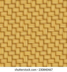 Abstract decorative wooden striped textured basket weaving background. Seamless pattern. Vector.